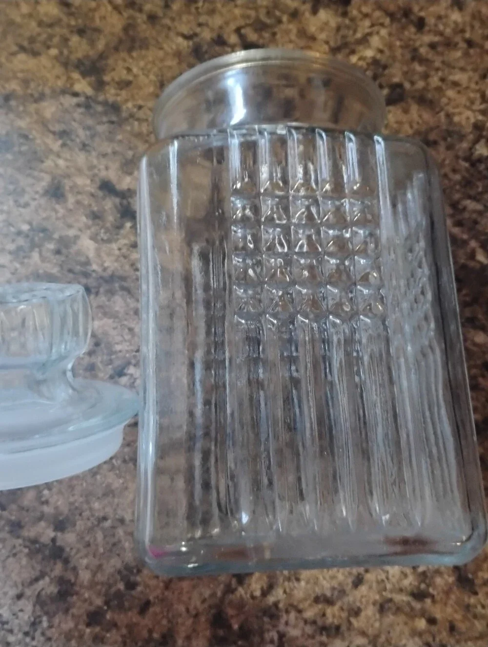 KOSMOS vintage glass kitchen storage jar container canister square vertical